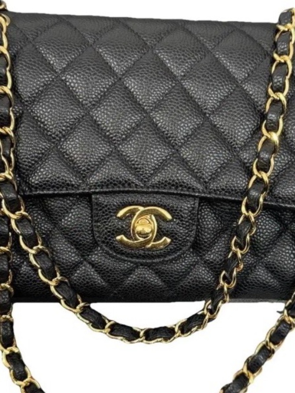 CHANEL Black Quilted Leather Shoulder Bag with Gold Hardware Medium